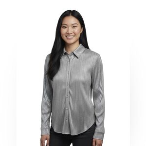 NWT’s Wildfox Grace pleated sheer, corp core, retro glam long sleeve shirt